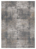 7' X 10' Ivory Navy and Gray Abstract Area Rug