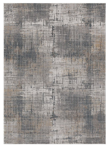 7' X 10' Ivory Navy and Gray Abstract Area Rug