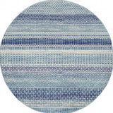 5' Navy Blue And Ivory Southwestern Round Rug