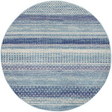 5' Navy Blue And Ivory Southwestern Round Rug