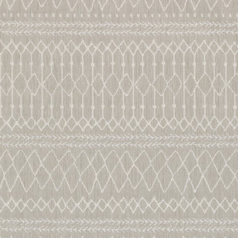 7' X 9' Gray And Ivory Geometric Indoor Outdoor Area Rug