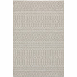 7' X 9' Gray And Ivory Geometric Indoor Outdoor Area Rug
