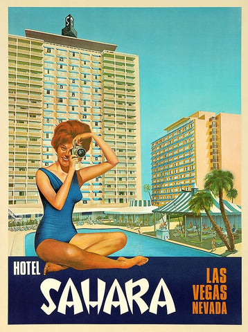 18" X 24" Hotel Sahara C1960S Las Vegas Vintage Travel Poster Wall Art