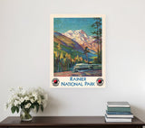 20" X 28" Rainier National Park C1920S Vintage Travel Poster Wall Art