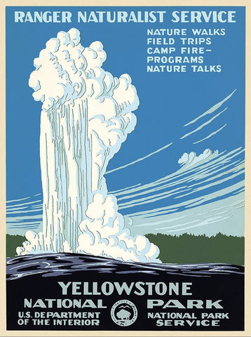 24" x 32" Yellowstone National Park c1938 Vintage Travel Poster Wall Art