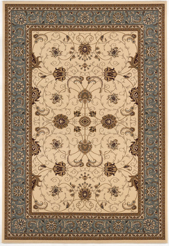8' X 11' Blue And Ivory Oriental Area Rug