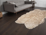 4' X 6' Taupe Faux Fur Washable Non Skid Area Rug