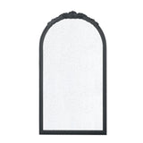42" Black Crowned Top Antiqued Glass Arch Framed Accent Mirror