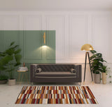 5' X 8' Gray Orange And Red Striped Washable Indoor Outdoor Area Rug