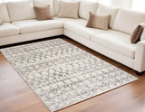 5' X 8' Gray and Ivory Southwestern Shag Power Loom Area Rug