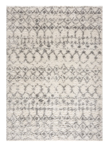 5' X 8' Gray and Ivory Southwestern Shag Power Loom Area Rug