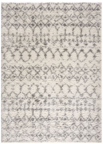 7' X 9' Gray and Ivory Southwestern Shag Power Loom Area Rug