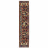 12' Blue And Red Genuine Wool Oriental Runner Rug With Fringe