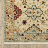 12' Beige And Ivory Genuine Wool Oriental Runner Rug With Fringe