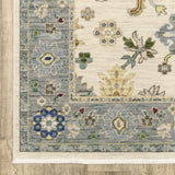 12' Blue And Ivory Genuine Wool Oriental Runner Rug With Fringe