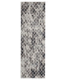 8' Gray and Ivory Abstract Runner Rug
