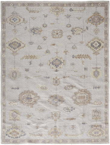 2' X 3' Ivory And Orange Floral Hand Knotted Stain Resistant Area Rug