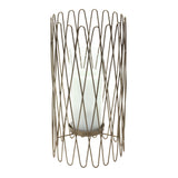 14" Gold Iron and Glass Tabletop Hurricane Candle Holder