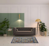 4' X 6' Blue Floral Power Loom Area Rug