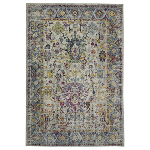 5' X 7' Gray Floral Power Loom Area Rug