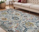 5' X 7' Orange and Ivory Floral Power Loom Area Rug