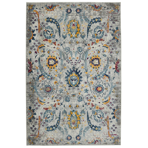 5' X 7' Orange and Ivory Floral Power Loom Area Rug