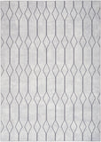 6' X 9' Gray and Ivory Geometric Power Loom Distressed Washable Area Rug