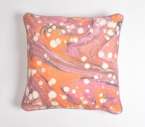18" Pink and Orange Abstract Cotton Throw Pillow Cover