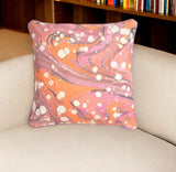 18" Pink and Orange Abstract Cotton Throw Pillow Cover