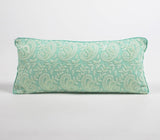 6" X 14" Blue Green Paisley Cotton Throw Pillow Cover With Embroidery