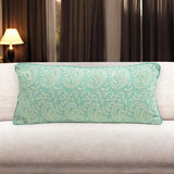 6" X 14" Blue Green Paisley Cotton Throw Pillow Cover With Embroidery