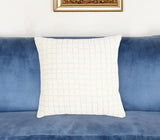 16" Beige and Gray Geometric Cotton Throw Pillow Cover With Embroidery