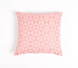 16" Pink Geometric Cotton Throw Pillow Cover With Embroidery