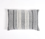 14" X 20" Black and White Striped Cotton Throw Pillow Cover