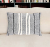 14" X 20" Black and White Striped Cotton Throw Pillow Cover