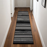 8' Black Striped Runner Rug