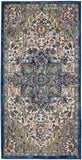 2' X 4' Ivory and Orange Floral Distressed Non Skid Area Rug