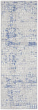 8' Ivory Blue and Gray Abstract Distressed Non Skid Runner Rug
