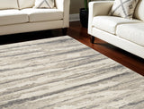 6' X 9' Ivory Black and Gray Abstract Non Skid Area Rug