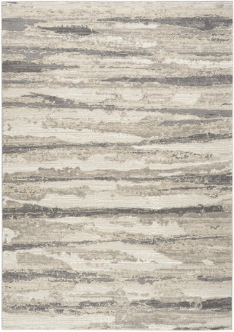 6' X 9' Ivory Black and Gray Abstract Non Skid Area Rug