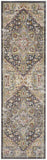 8' Charcoal Brown and Yellow Floral Distressed Runner Rug