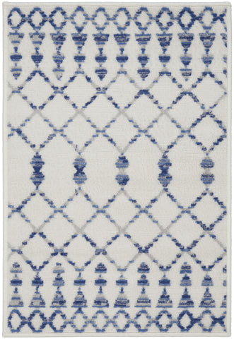 2' X 3' Ivory and Blue Geometric Area Rug