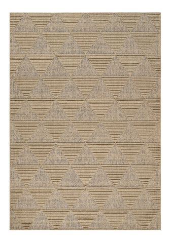 7' X 10' Beige and Brown Geometric Distressed Indoor Outdoor Area Rug