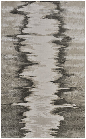 2' X 3' Gray Ivory and Taupe Abstract Power Loom Area Rug