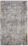2' X 3' Ivory Taupe and Gray Abstract Power Loom Distressed Area Rug With Fringe