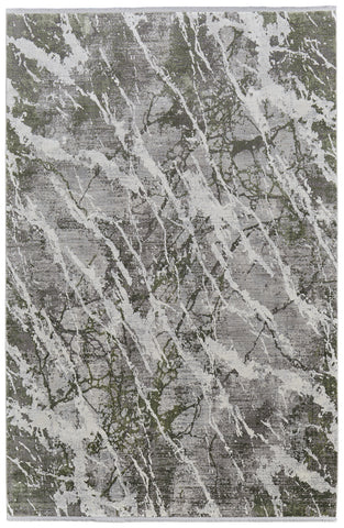 3' X 5' Taupe and Gray Abstract Power Loom Area Rug With Fringe