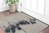 2' X 3' Gray Ivory and Blue Abstract Hand Tufted Area Rug