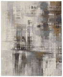2' X 3' Ivory Gray and Brown Abstract Power Loom Area Rug