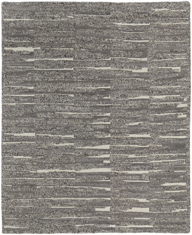 2' X 3' Gray Ivory and Taupe Abstract Hand Woven Area Rug