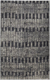 2' X 3' Gray Black and Ivory Geometric Power Loom Worn Faded Area Rug